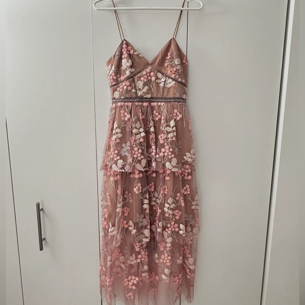 Self portrait floral embellished midi dress